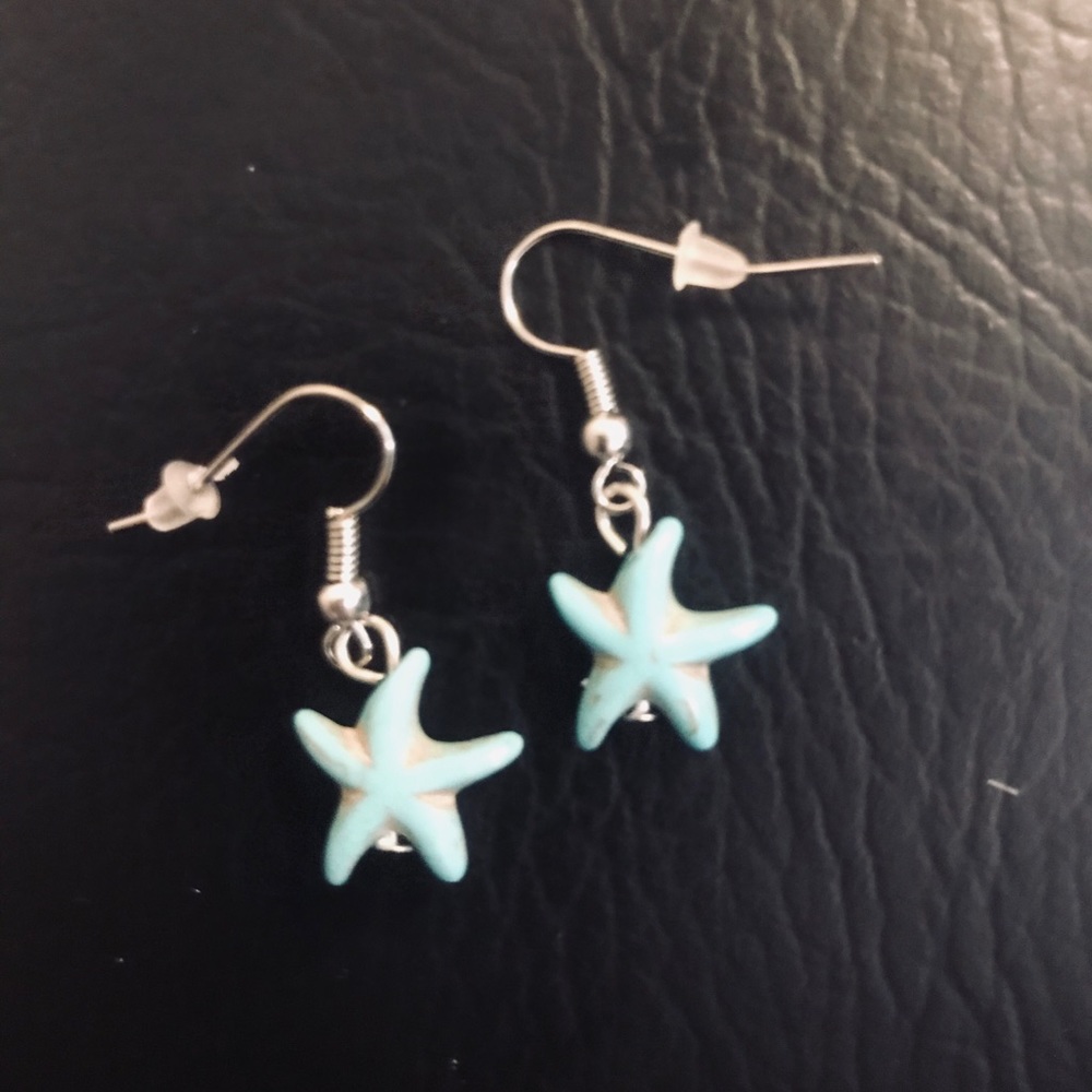 💗 Turquoise Starfish Silver Earrings NEW